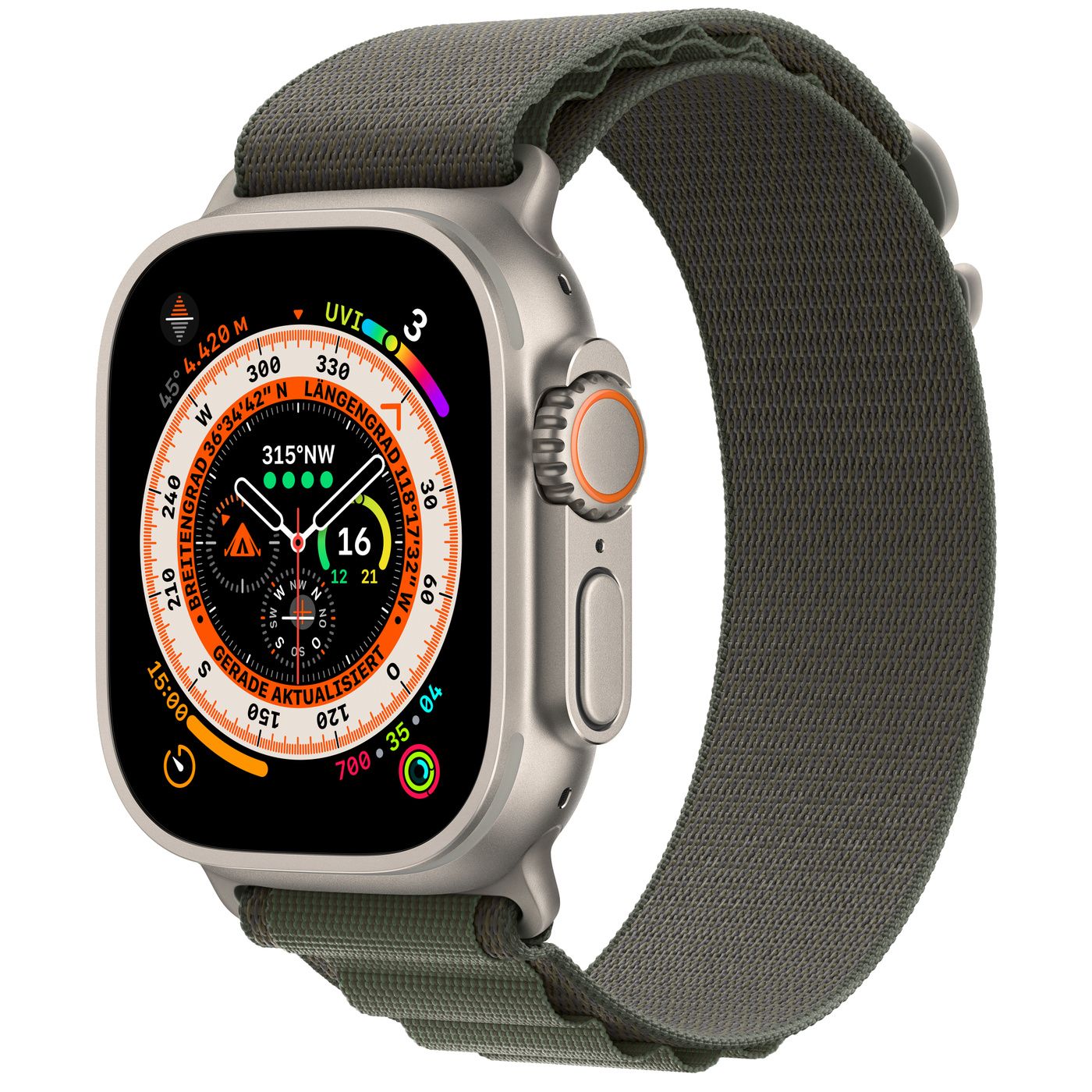 Apple Watch Ultra (2022) | 49 mm | GPS + Cellular | Silver | Green Alpine Loop Medium | Nyskick Apple