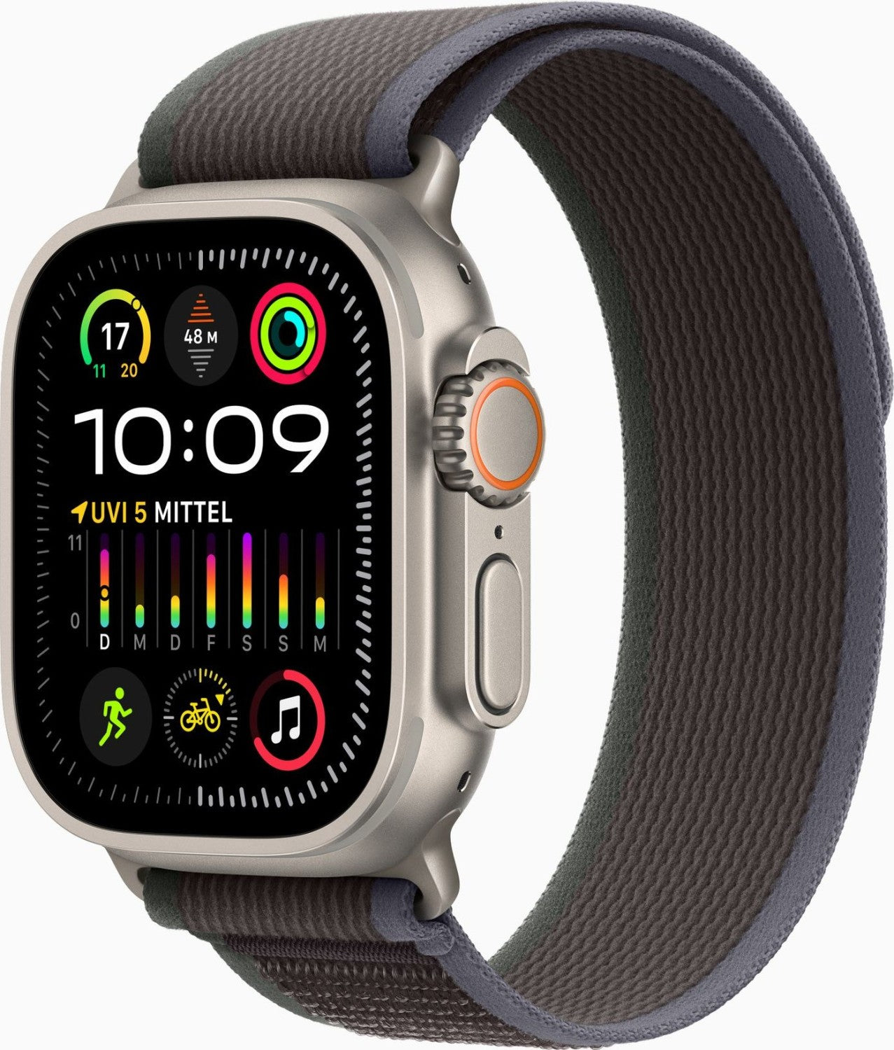 Apple Watch Ultra 2 – 49 mm – Silver Titanium – GPS + Mobilnät – Blue/Black Trail Loop – Utmärkt skick Apple
