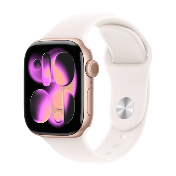Apple Watch Series 11 42 mm | GPS + CEL | Roséguld Aluminium | Rosé Sportband M/L