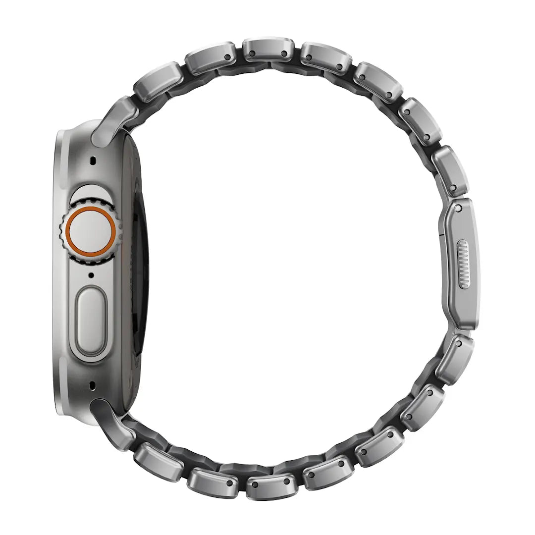 Apple Watch Ultra 49 mm 1st Gen – Stratos Armband – Natural Titanium / Black – Bra skick Nomad