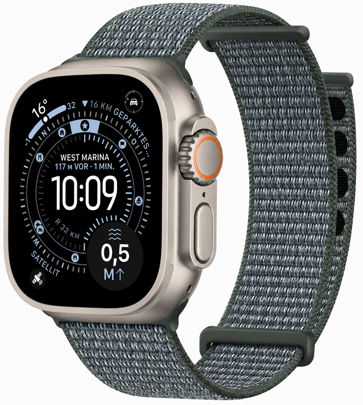 Apple Watch Ultra 3 – 49 mm – GPS + Cellular – Natural Titanium – Trail Loop – Utmärkt skick – 100% batterihälsa Apple