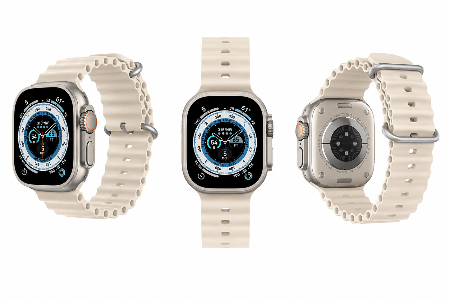 Apple Watch Ultra 49mm | Titan | Naturligt Titan | GPS + Mobilnät | Beige havsband Apple