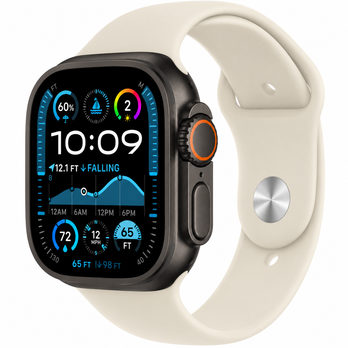 Apple Watch Ultra 2 49mm – Svart Titan – Starlight Armband – GPS + Cellular – 100% Batterihälsa – Utmärkt skick Apple