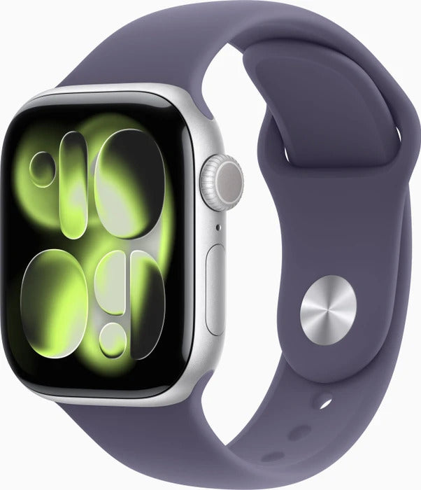 Apple Watch Series 11 Aluminium 42mm (2025) – GPS – Silver – Sportband Lila S/M – 100% Batterihälsa – Nyskick Apple