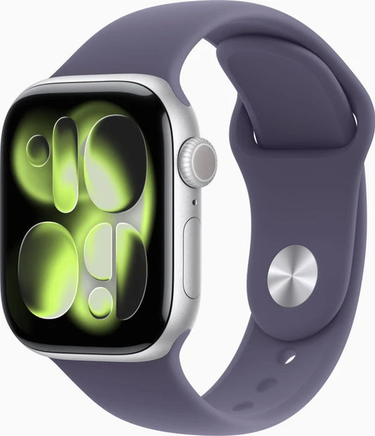 Apple Watch Series 11 Aluminium 42mm (2025) – GPS – Silver – Sportband Lila S/M – 100% Batterihälsa – Nyskick Apple