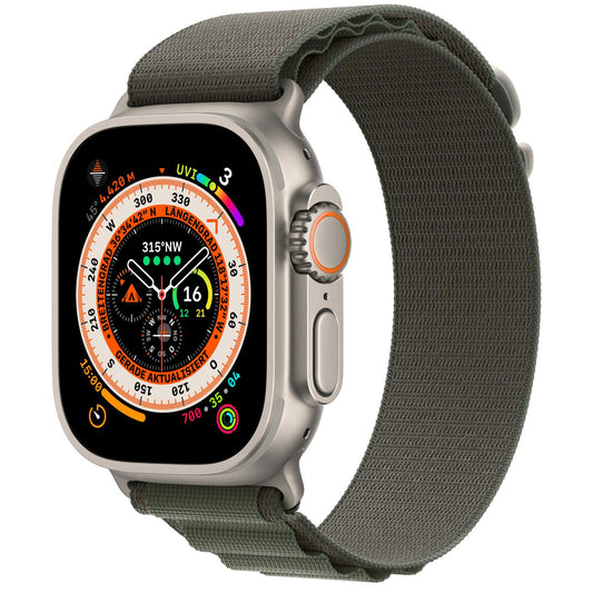Apple Watch Ultra (2022) | 49 mm | GPS + Cellular | Silver | Green Alpine Loop Medium | Nyskick Apple