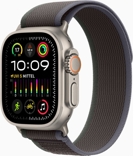 Apple Watch Ultra 2 – 49 mm – Silver Titanium – GPS + Mobilnät – Blue/Black Trail Loop – Utmärkt skick Apple