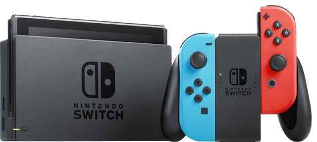Nintendo Switch gamingkonsol 2017 med JoyCon-kontroller