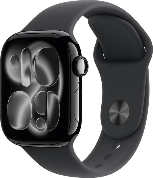 Apple Watch Series 11 (42 mm) Cellular – Jet Black Aluminium / Black Sport Band (S/M) – Nyskick