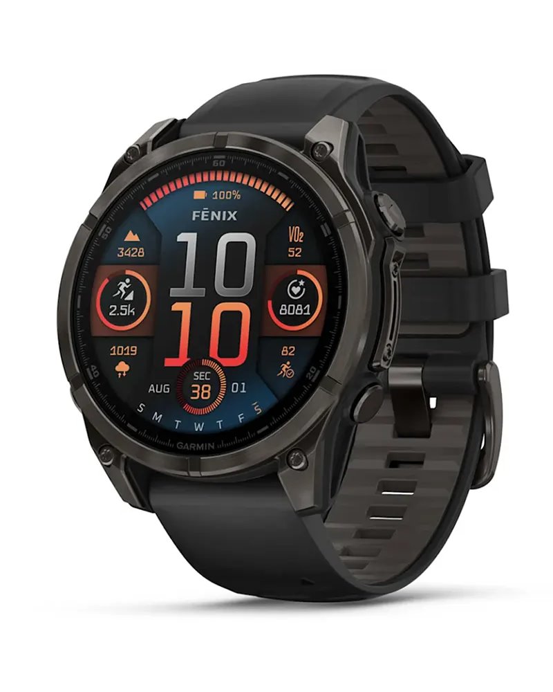 Garmin fenix 8 – 47 mm AMOLED Sapphire - Carbon Gray DLC Titanium - Black/Pebble Gray Silicone